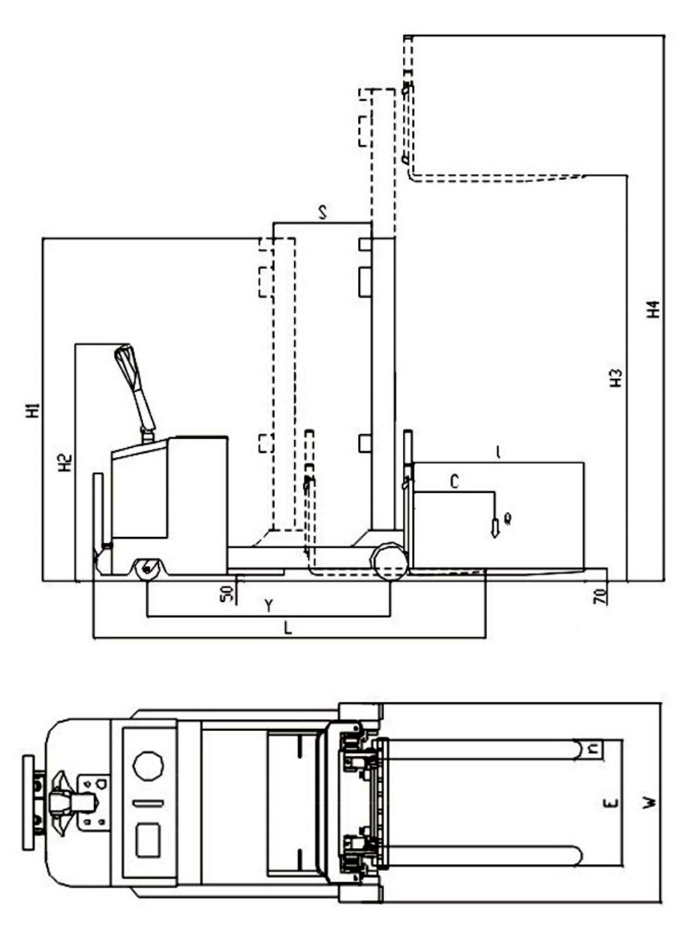 CQD-P reach stacker drawing